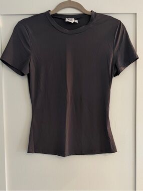 Princess Polly Short Sleeve Fitted Stretch Tee in Dark Gray | Size 6